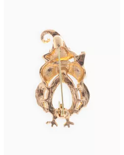 Брошь "Филин" в колпачке, цвет чёрно-белый в золоте арт. СМЛ-196657-1-СМЛ0006885327