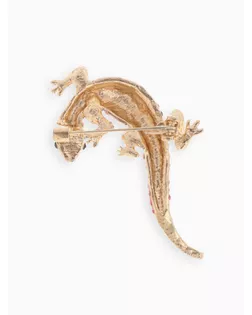 Брошь "Ящерица" тропическая, цвет розово-зелёный в золоте арт. СМЛ-196663-1-СМЛ0006885346