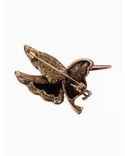 Брошь "Галиотис" колибри, цвет зелёный в чернёном золоте арт. СМЛ-198842-1-СМЛ0007115534