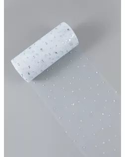 Фатин с блёстками, 15 см, 23 ± 1 м, 11 ± 1 г/кв.м, цвет белый №1 арт. СМЛ-239306-11-СМЛ0007128546