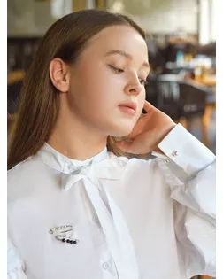 Набор булавок (6шт) "Жемчужины", цвет чёрно-белый в серебре арт. СМЛ-200824-1-СМЛ0007165047