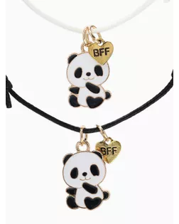 Браслеты "Неразлучники" панды и лапки, цвет чёрно-белый в золоте, d=6см арт. СМЛ-200916-1-СМЛ0007188188