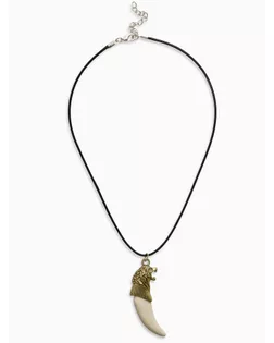 Кулон унисекс "Клык льва", цвет белый в чернёном золоте, 45 см арт. СМЛ-220855-1-СМЛ0007386848