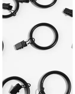 Кольцо для карниза, с зажимом, d = 30/38 мм, 10 шт, в блистере, цвет чёрный арт. СМЛ-223003-1-СМЛ0007292921