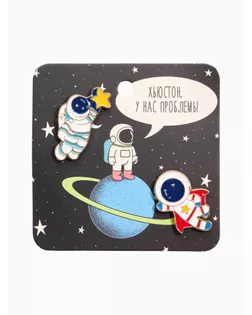 Набор значков (2шт) "Космонавты" супер-герои, цветной в золоте арт. СМЛ-226325-1-СМЛ0007077724