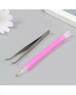 Набор инструментов для работы со стразами и бисером - подставка, инструмент, пинцет, мат арт. СМЛ-246789-1-СМЛ0007459533