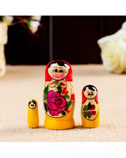 Матрёшка «Семёновская», красный платок, 3 кукольная, 7 см арт. СМЛ-109614-1-СМЛ0000667964