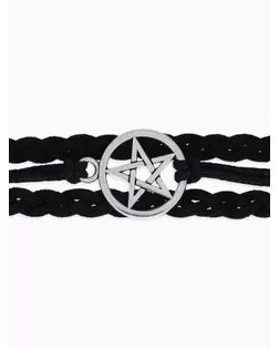 Браслет кожа «Пентаграмма» защита, цвет чёрный в серебре, L=17 см арт. СМЛ-265922-1-СМЛ0007789954