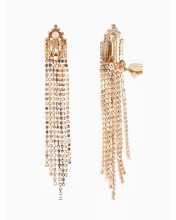 Клипсы висячие со стразами «Вечеринка» лесенка, цвет белый в золоте арт. СМЛ-247211-1-СМЛ0007621787