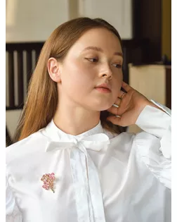 Брошь «Цветок» трилистник, цвет розовый в золоте арт. СМЛ-249091-1-СМЛ0007972315