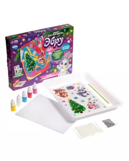 Набор для рисования эбру на новый год «Волшебный Новый год! Зайка», набор для творчества арт. СМЛ-247957-1-СМЛ0007813999