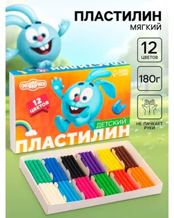 Пластилин «Детский», 12 цветов, 180 г, Смешарики арт. СМЛ-285094-1-СМЛ0007576468