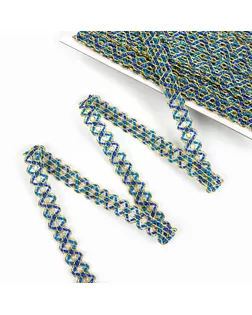 Тесьма «Змейка», сине-голубая с золотом, 1,5 см, 25 м арт. СМЛ-275112-1-СМЛ0009236862