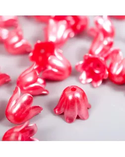 Бусины для творчества пластик "Цветок ландыша жемчужный" набор 40 шт красный 1х0,9х0,9 см арт. СМЛ-250070-2-СМЛ0009104577