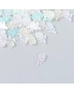 Декор для творчества пластик "Розочка на ветке" набор 60 шт полупроз. 0,88х0,53 см арт. СМЛ-250592-1-СМЛ0009224651