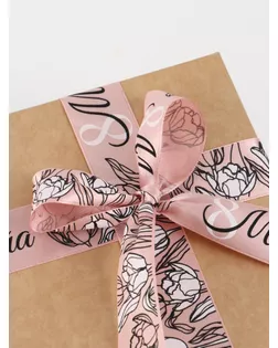 Лента атласная «8 Марта», 25 мм × 23 ± 1 м, цвет пудровый №107 арт. СМЛ-269602-1-СМЛ0009071743