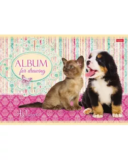 Альбом для рисования А4, 40 листов на скрепке «Маленькие друзья», обложка мелованный картон, блок 100 г/м2, перфорация на отрыв, МИКС арт. СМЛ-176559-1-СМЛ0000947645