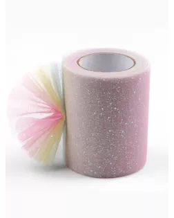 Фатин с глиттером «Радуга», 7,5 см, 9 ± 0,5 м, 11 ± 1 г/кв.м, цвет розовый №1 арт. СМЛ-252833-1-СМЛ0009405704
