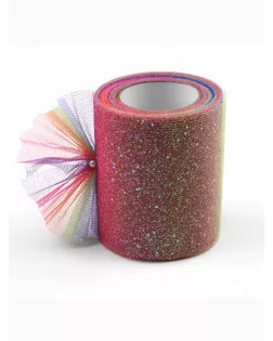 Фатин с глиттером «Радуга», 7,5 см, 9 ± 0,5 м, 11 ± 1 г/кв.м, цвет красный №3 арт. СМЛ-252833-3-СМЛ0009405706