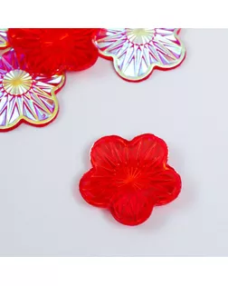 Декор для творчества пластик  "Цветок" голография красный набор 6 шт 3,5х3,5 см арт. СМЛ-252530-1-СМЛ0009371449