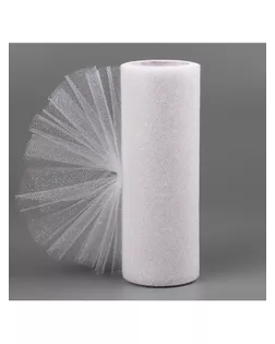 Фатин с глиттером, 15 см, 9 ± 0,5 м, 11 ± 1 г/кв.м, цвет белый №1 арт. СМЛ-239308-5-СМЛ0009405698