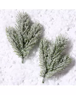 Ветка еловая «Новогодний декор ели со снегом», искусственная, декоративная, набор 2 шт., 12 см арт. СМЛ-254653-1-СМЛ0009561183