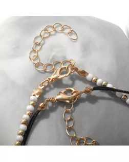 Браслет на ногу Queen Fair «Морской» ракушка, набор, цвет белый в золоте, 28 см арт. СМЛ-255314-1-СМЛ0009604004