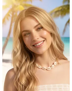 Чокер «Морская звезда», белый в золоте, 42 см арт. СМЛ-273511-1-СМЛ0009604013