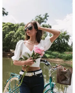 Чокер «Морская звезда», цвет белый в серебре, 42см арт. СМЛ-273511-2-СМЛ0009604014