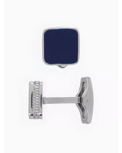 Запонки медные «Квадрат» классический, цвет синий в серебре арт. СМЛ-255018-2-СМЛ0009583011