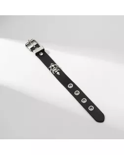 Браслет унисекс «Хардкор» череп ремешок, цвет чёрный в серебре арт. СМЛ-256733-1-СМЛ0009669591