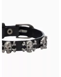 Браслет кожа «Хардкор» черепа пираты, цвет чёрный в серебре арт. СМЛ-272528-1-СМЛ0009669596