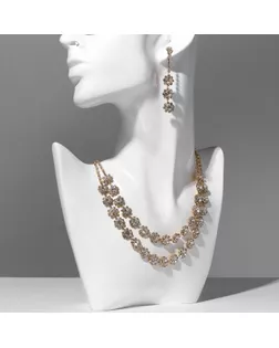 Набор 2 предмета: серьги, колье «Шик» круг, цвет белый в золоте, 30 см арт. СМЛ-257087-1-СМЛ0009682218