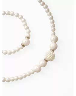 Набор 3 предмета: серьги, колье, браслет «Жемчуг» элегантный, цвет белый в серебре арт. СМЛ-257383-1-СМЛ0009690837