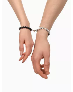 Браслеты парные «Неразлучники» на магните, сердце, цвет чёрно-белый в серебре арт. СМЛ-257067-1-СМЛ0009682160