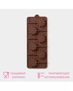 Форма для леденцов Доляна «Ромашка», силикон, 9,5×24×1 см, 6 ячеек (d=3,8 см), с палочками, цвет МИКС арт. СМЛ-231708-1-СМЛ0001000368