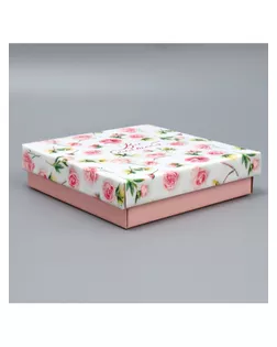 Коробка подарочная складная, упаковка, «Цветочная нежность», 20 х 20 х 5 см арт. СМЛ-276995-1-СМЛ0009848360