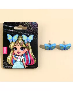 Серьги «Бабочка» гвоздики, 6х9 см арт. СМЛ-258548-1-СМЛ0009734628