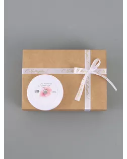 Лента атласная «С 8 Марта», 15 мм × 23 ± 1 м, цвет белый/золотой №001 арт. СМЛ-260743-1-СМЛ0009877855