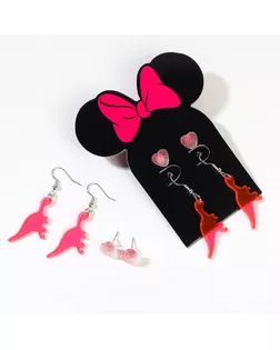 Серьги, 2 пары, бижутерия, Минни Маус арт. СМЛ-251141-1-СМЛ0009275885