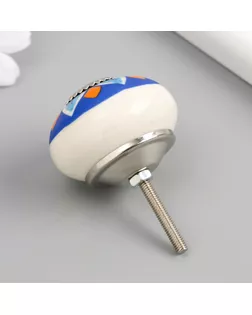 Ручка для шкатулки керамика, металл "Цветок сине-оранжевый" 4,1х4,1х6 см арт. СМЛ-254512-1-СМЛ0009550708