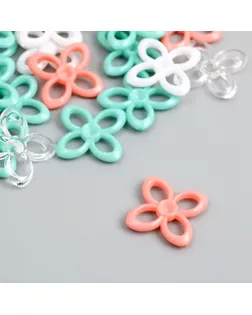 Декор для творчества "Цветок. Мятный, персик, белый и прозрачный" н-р 20 гр 2,8х2,8х0,4 см арт. СМЛ-262800-1-СМЛ0009928049