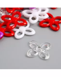 Декор для творчества "Цветок. Красный, фиолет, белый и прозрачный" н-р 20 гр 2,8х2,8х0,4 см   992805 арт. СМЛ-262802-1-СМЛ0009928051