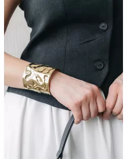 Браслет металл «Манжета» с выемками, цвет золото арт. СМЛ-232546-1-СМЛ0010068707