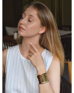 Браслет металл «Манжета» загнутый, цвет золото арт. СМЛ-268254-1-СМЛ0010068712