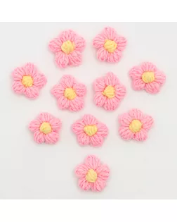 Цветок вязаный, набор 10 шт., размер 1 шт., 4 × 1,5 см, цвет нежно-розовый арт. СМЛ-265287-1-СМЛ0010059052