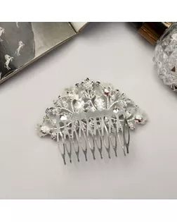 Гребень для волос "Сафьян" бабочки, 7х8 см, серебро арт. СМЛ-232379-1-СМЛ0010073069