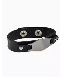 Браслет кожа «Пластина», цвет серебряно-чёрный, 23 см арт. СМЛ-234505-1-СМЛ0010218697