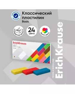 Пластилин ErichKrause «Классический», 24 цвета, 384 г, в картонной упаковке арт. СМЛ-284965-1-СМЛ0010326407