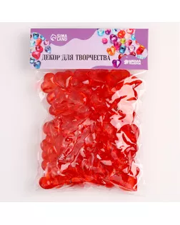 Сердечки пластиковые декоративные, набор 100 шт., размер 1 шт. — 2 × 2 см, цвет красный арт. СМЛ-232140-1-СМЛ0010068034